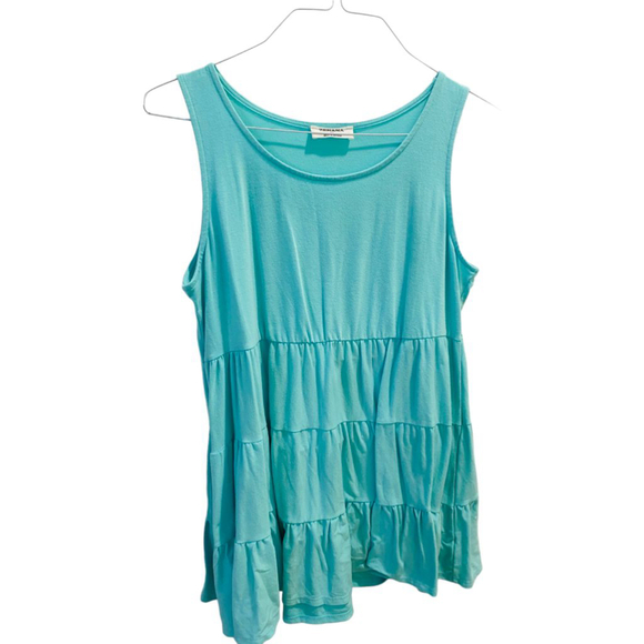 Zenana Women's Summer Casual Sleeveless Tiered Ruffle Tunic Peplum Tank Top XL - Picture 2 of 3